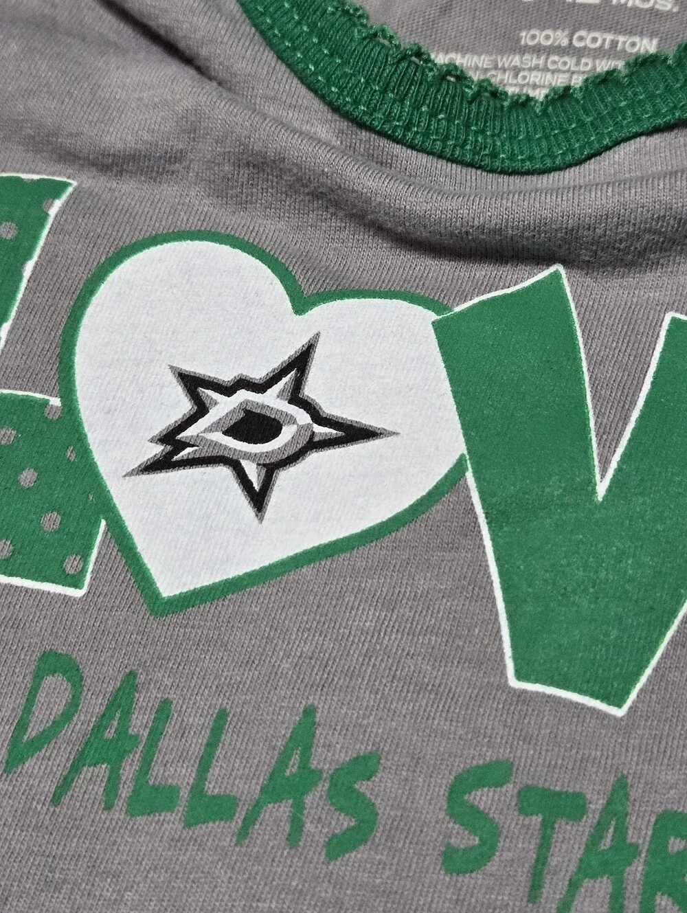 NLH Dallas Stars creeper onesie, baby girl 6m - 12m